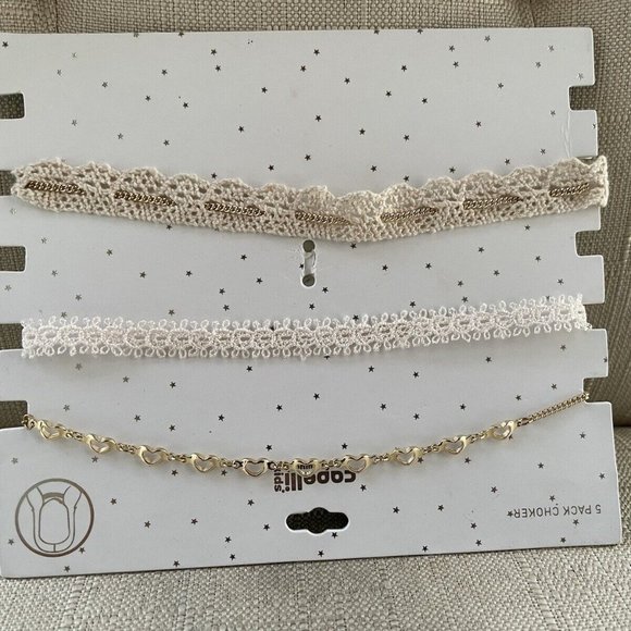 Capelli Kids Choker Necklace White Lace Gold Tone Chain Necklace Fashion Jewelry - Picture 11 of 11